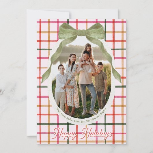 Festive Bow Photo Christmas Cards Feestdagenkaart (Voorkant)