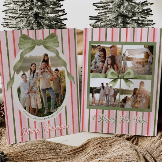 Festive Bow Photo Christmas Cards Feestdagenkaart