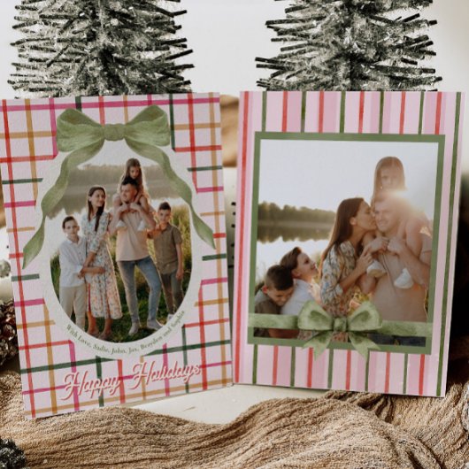 Festive Bow Photo Christmas Cards Feestdagenkaart