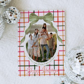 Festive Bow Photo Christmas Cards Feestdagenkaart