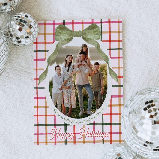 Festive Bow Photo Christmas Cards Feestdagenkaart