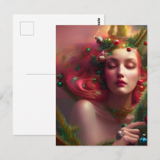 Festive-Briefkaart met kerstgodin Briefkaart (Voorkant / Achterkant)