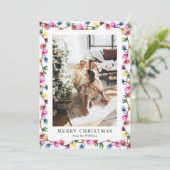 Festive Bright Colorful Christmas Lights Photo Feestdagenkaart (Staand voorkant)