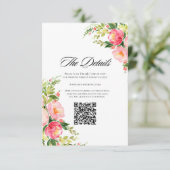 Festive Bright Pink Orange Flowers Wedding Informatiekaartje (Staand voorkant)