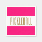 Festive Bright Pink White Stripes PICKLEBALL Text Servet (Voorkant)