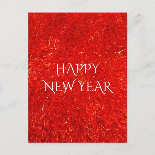 Festive Bright Red Color Happy Nieuwjaar Feestdagenkaart (Voorkant)