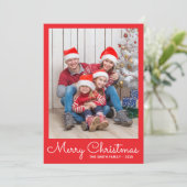 Festive Bright Red Photo Feestdagenkaart (Staand voorkant)