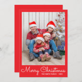 Festive Bright Red Photo Feestdagenkaart (Voorkant / Achterkant)