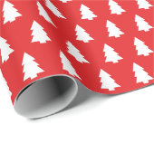 Festive Bright Red White-kerstboompatroon Cadeaupapier (Rol Hoek)