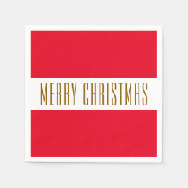 Festive Bright Red White Stripes MERRY CHRISTMAS Servet