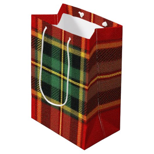 Festive Bright Tartan Medium Cadeauzakje (Voorkant Gekanteld)