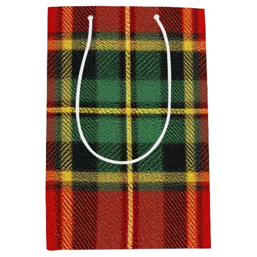 Festive Bright Tartan Medium Cadeauzakje (Voorkant)