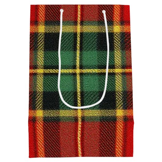 Festive Bright Tartan Medium Cadeauzakje (Achterkant)