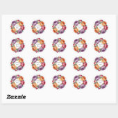 Festive Bright Vintage Rose Wedding Ronde Sticker (Vel)