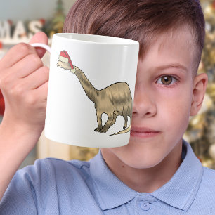 Festive Brontosaurus Cute Santa Elf Xmas Dinosaur Koffiemok