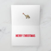 Festive Brontosaurus Santa Funny Dinosaur Slogan Kaart (Binnen)