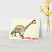 Festive Brontosaurus Santa Funny Dinosaur Slogan Kaart (Gele Bloem)