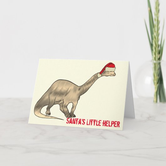 Festive Brontosaurus Santa Funny Dinosaur Slogan Kaart (Voorkant)