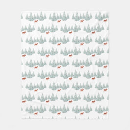 Festive Brown Deer onder Snowy Spruce Trees Fleece Deken