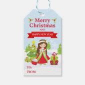 Festive Brunette heeft kerstprinses Cadeaulabel (Voorkant)