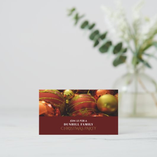 Festive-bubbels, kerstfeestelijke uitnodiging voor informatiekaartje (Staand voorkant)