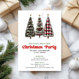 Festive buffalo Christmas tree editable invitation Kaart