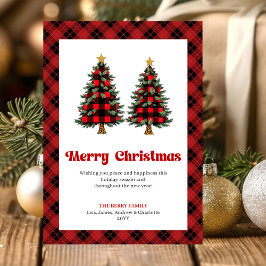 Festive Buffalo Plaid Christmas Tree Greeting Feestdagenkaart