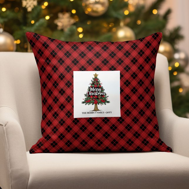 Festive Buffalo Plaid Gift for Him Name Pillow Kussen (Festive Buffalo Plaid Gift for Him Name Pillow)