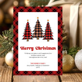 Festive Buffalo Plaid Trees Holiday Greeting Card Feestdagenkaart