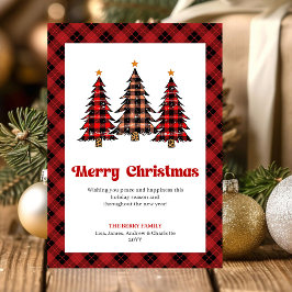Festive Buffalo Plaid Trees Holiday Greeting Card Feestdagenkaart