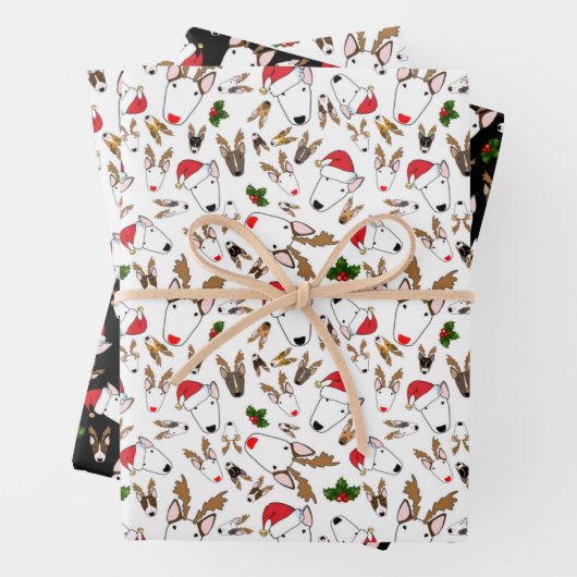 Festive Bullies op wit verpakkingspapier Inpakpapier Vel (In situ)