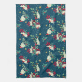 Festive Bunnies Play As Snow Falls Theedoek (Verticaal)