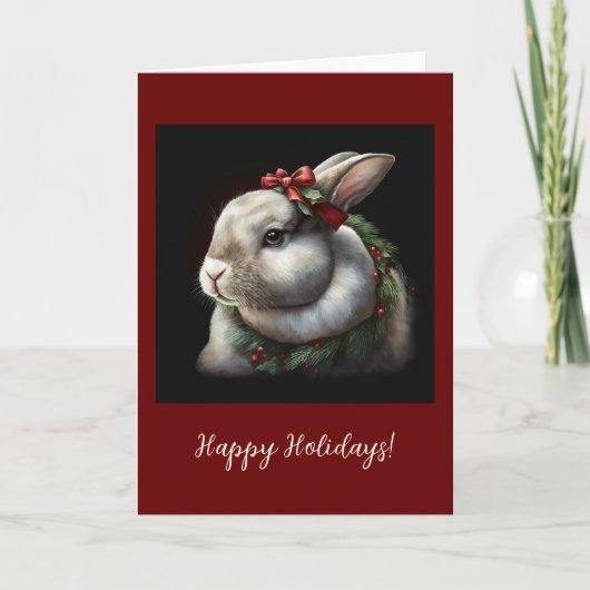 Festive Bunny Folded Holiday/Kerstkaart Bedankkaart (Voorkant)