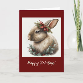 Festive Bunny Folded Holiday/Kerstkaart Bedankkaart