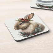 Festive Bunny Winter Feestdagen/kerstOnderzetters Bier Onderzetter (Linkerzijde)