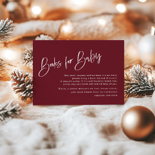 Festive Burgundy Baby shower Books for Baby Kaart