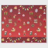 Festive Burgundy Christmas Wrapping Paper Cadeaupapier (Vlak)