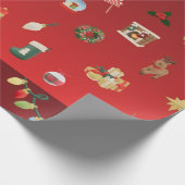 Festive Burgundy Christmas Wrapping Paper Cadeaupapier (Hoek)