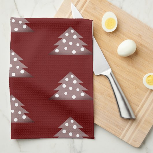 Festive Burgundy kerstboomfeest Theedoek (Quarter Fold)