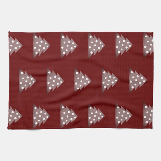 Festive Burgundy kerstboomfeest Theedoek (Horizontaal)