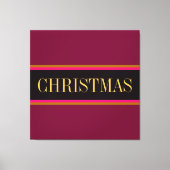 Festive Burgundy Red Black CHRISTMAS Stripes Text Canvas Afdruk (Voorkant)