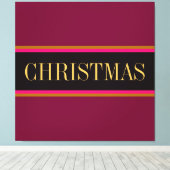 Festive Burgundy Red Black CHRISTMAS Stripes Text Canvas Afdruk (Insitu (Houten vloer))