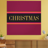 Festive Burgundy Red Black CHRISTMAS Stripes Text Canvas Afdruk (Insitu (Woonkamer))