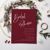 Festive Burgundy Red Bridal Shower Kaart