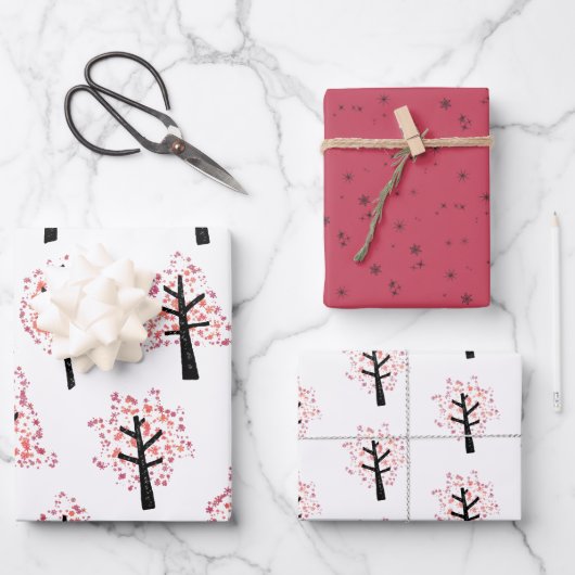 Festive Burgundy Snowflake kerstboom Inpakpapier Vel (Voorkant)