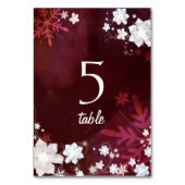 Festive Burgundy Winter Wedding Table Numbers Kaart (Achterkant)
