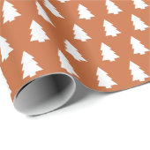 Festive Burnt Oranje White kerstboompatroon Cadeaupapier (Rol Hoek)