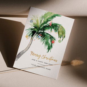 Festive Business Logo Kerstfeestdag — palmboom Feestdagenkaart