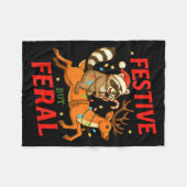 Festive But Feral Funny Christmas Raccoon Riding R Fleece Deken (Voorkant (Horizontaal))