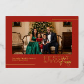 Festive But Still Fancy Photo Foil Christmas Card Folie Uitnodiging (Voorkant)